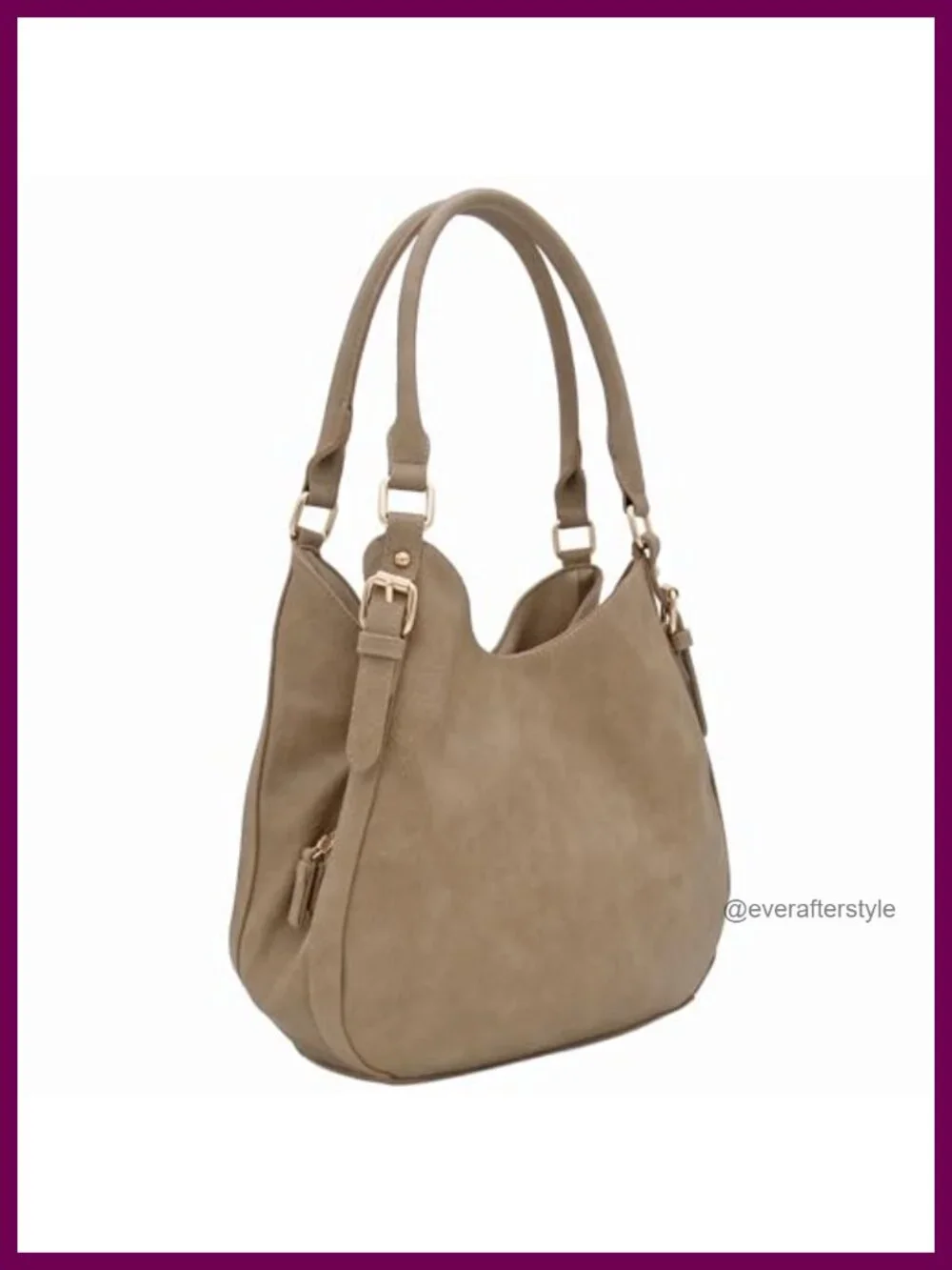 Lightweight 3 Compartment Faux Leather Medium Hobo Bag